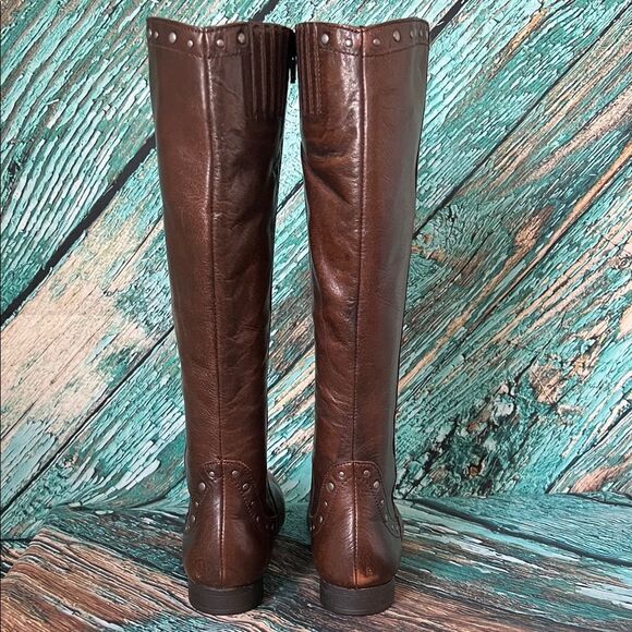 Born Lizzie Tall Brown Leather Studded Riding Boot - Picture 10 of 15